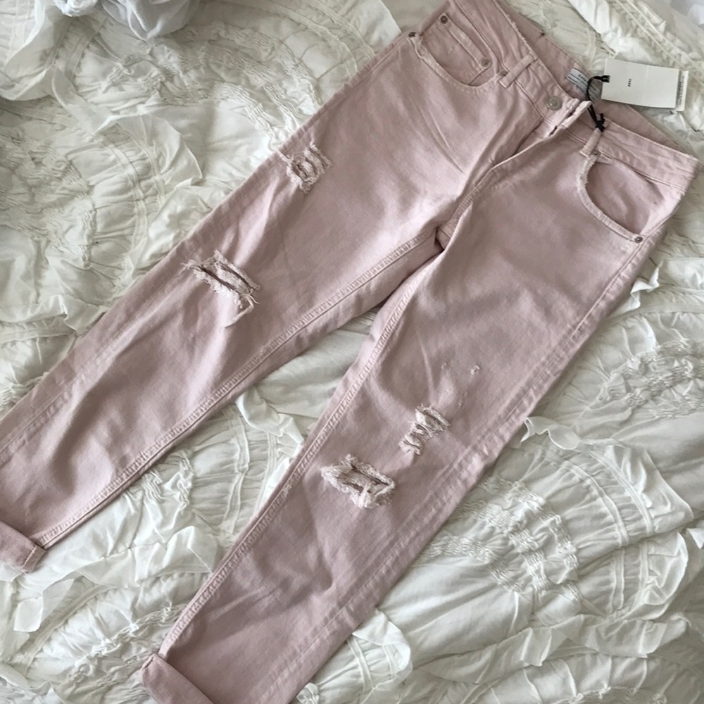 Zara light pink distressed premium skinny jean